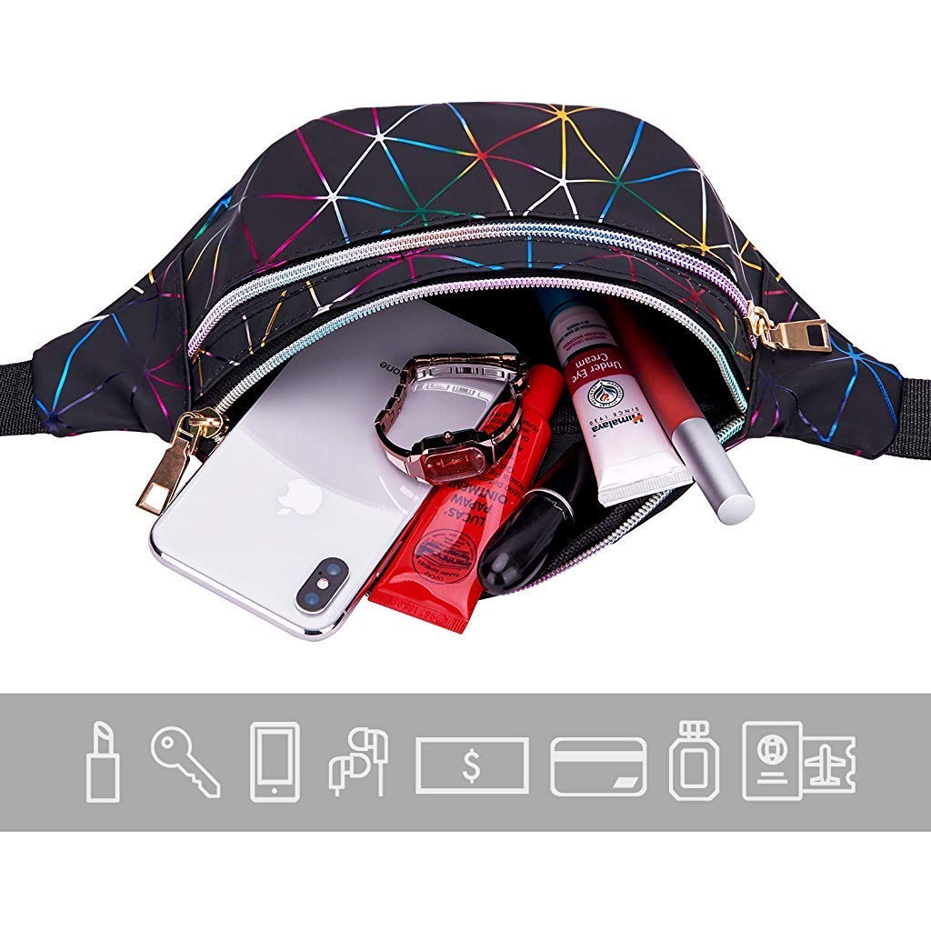 SANNIDHI  Waist Bag Ladies Outdoor Summer Sports Lightweight Waist Bag (Black) SANNIDHI  Waist Bag Ladies Outdoor Summer Sports Lightweight Waist Bag (Black)